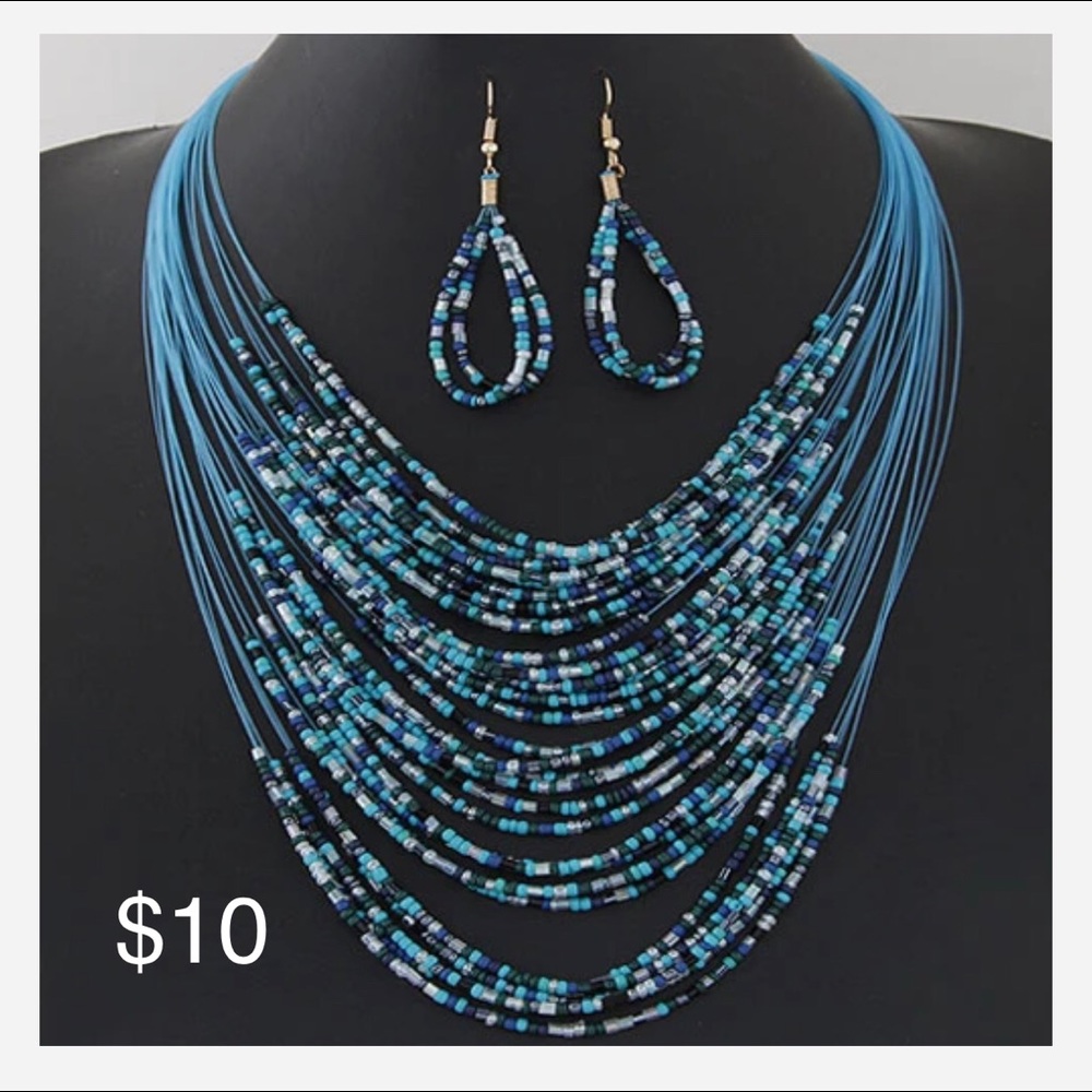 Seedbead necklace & earrings